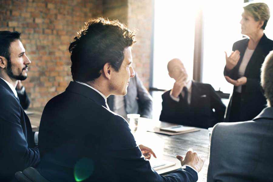 Nonprofit leaders meeting in the conference room
